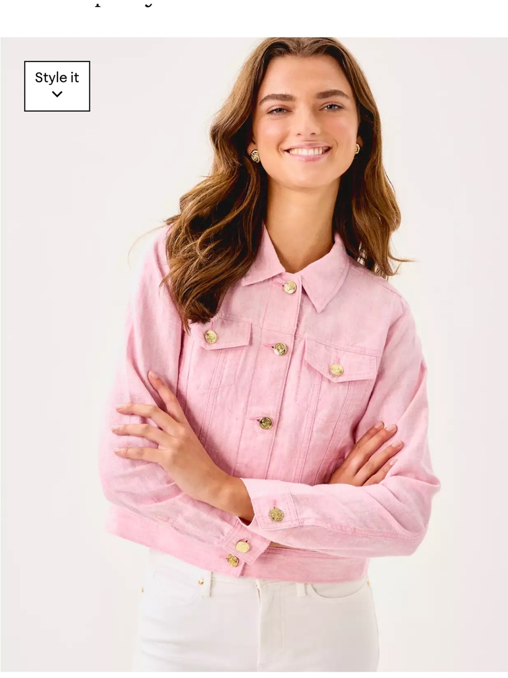 Brand new Lilly Pulitzer Seaspray Linen Jacket Pink Size XL